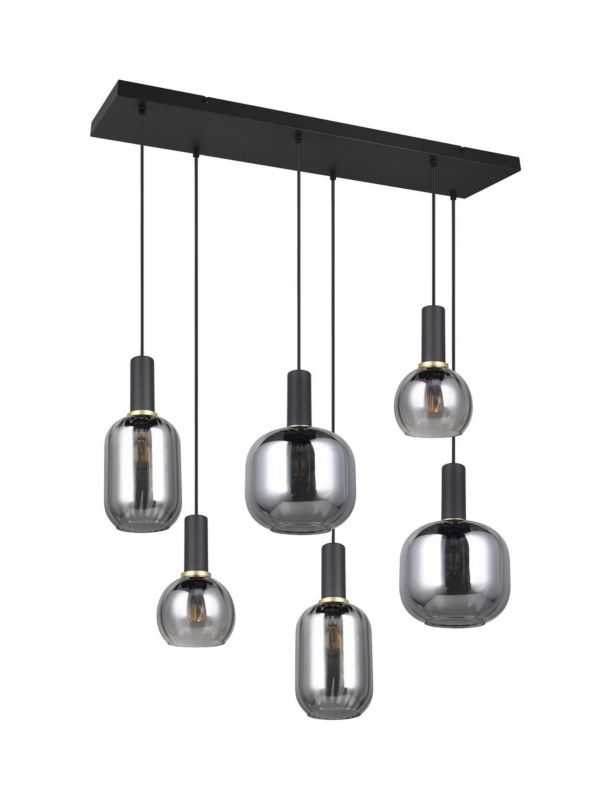 Lampa wisząca Trio Diva czarna-dymiona-chromowana wym: 150 x 92 x 35 cm 6xE27 x  1 szt.