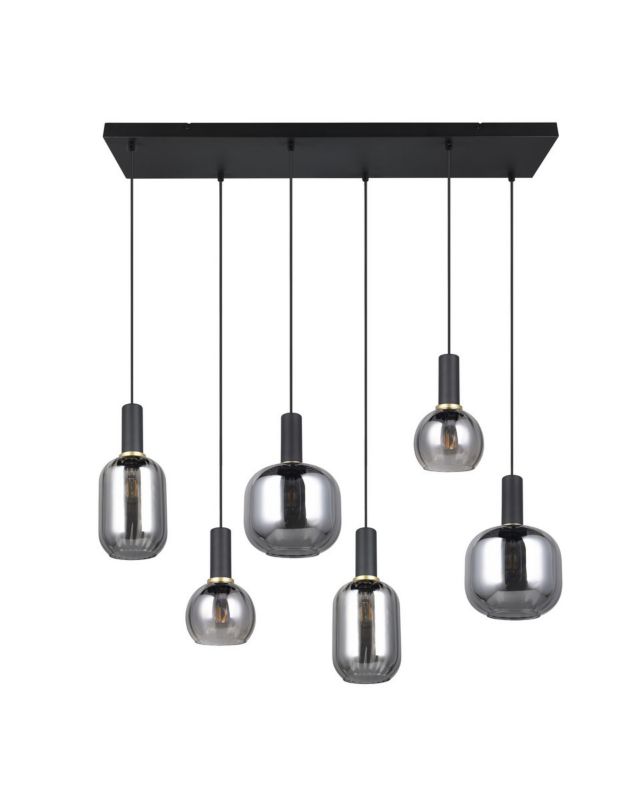 Lampa wisząca Trio Diva czarna-dymiona-chromowana wym: 150 x 92 x 35 cm 6xE27 x  1 szt.