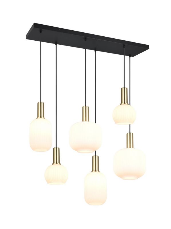 Lampa wisząca Trio Diva czarno-biała-mosiężny wym: 150 x 92 x 35 cm 6xE27 x  1 szt.