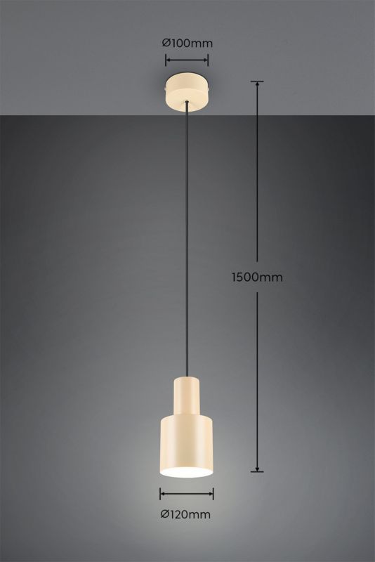 Lampa wisząca Trio ELIOR beżowa 1xE27x10W IP20 wym:150x12x12cm - 1 szt.
