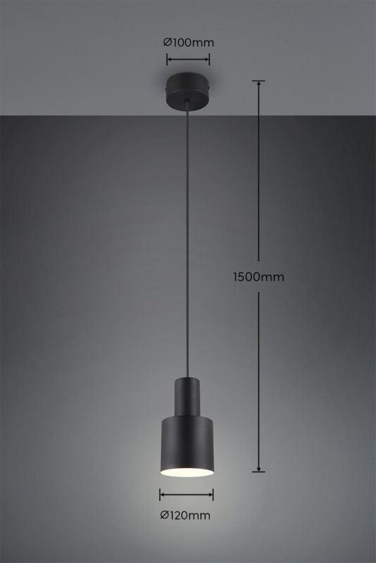 Lampa wisząca Trio ELIOR czarna 1xE27x10W IP20 wym:150x12x12cm - 1 szt.