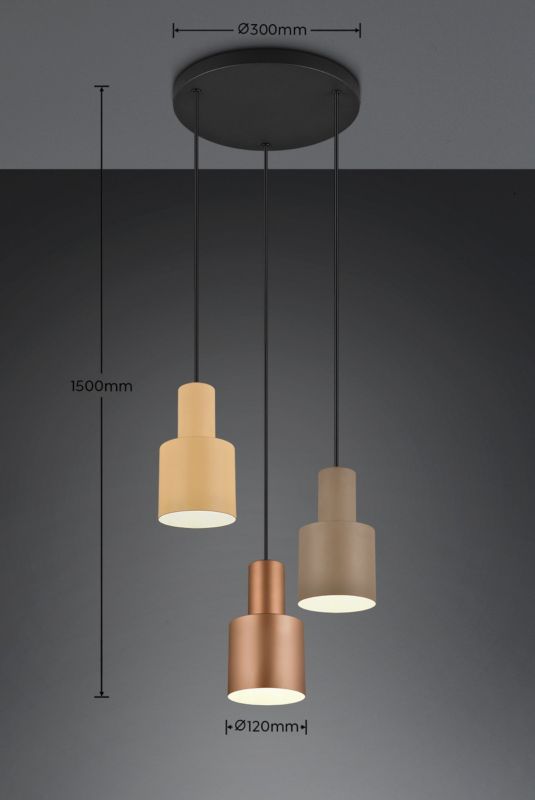 Lampa wisząca Trio ELIOR multikolor 3xE27x40W IP20 wym:150x37x37cm - 1 szt.