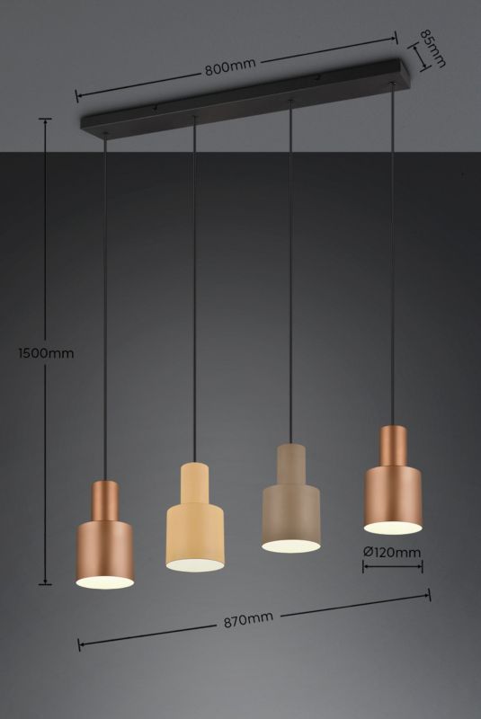 Lampa wisząca Trio ELIOR multikolor 4xE27x40W IP20 wym:150x87x12cm - 1 szt.