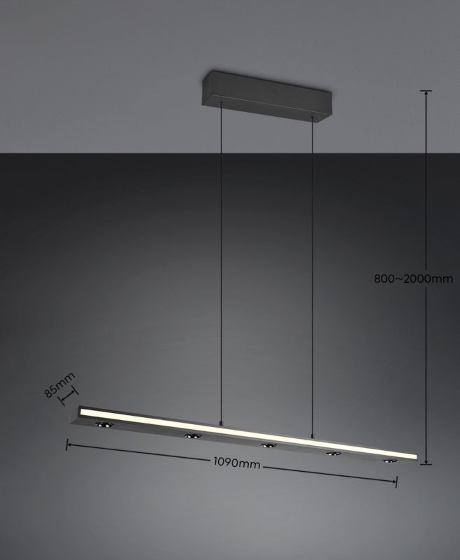 Lampa wisząca Trio GRAHAM czarna LED 31.5W 2300/3000/4000K 3360lm IP20 - 1 szt.