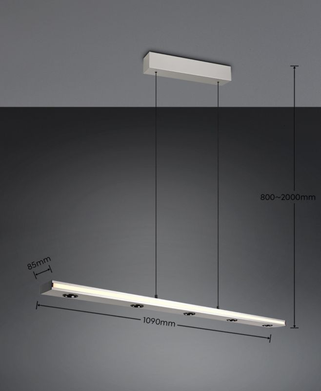 Lampa wisząca Trio GRAHAM srebrno-czarna LED 31.5W 2300/3000/4000K 3360lm IP20 - 1 szt.
