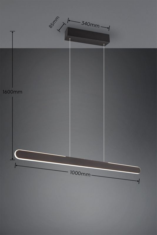 Lampa wisząca Trio HELIOS czarna LED 28W 2700-6500K 3300lm IP20 wym:150x100x8,5cm - 1 szt.
