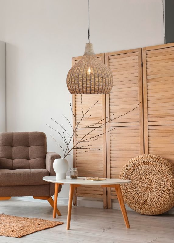 Lampa wisząca Trio JANNE beżowo-czarna 1xE27x10W IP20 wym:183x54x54cm - 1 szt.
