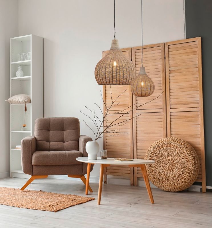 Lampa wisząca Trio JANNE beżowo-czarna 1xE27x10W IP20 wym:183x54x54cm - 1 szt.