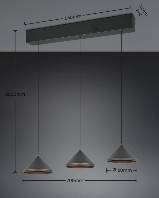 Lampa wisząca Trio LAGUNA czarna LED 5W 2300/3000/4000K 500 lm IP20 - 1 szt.