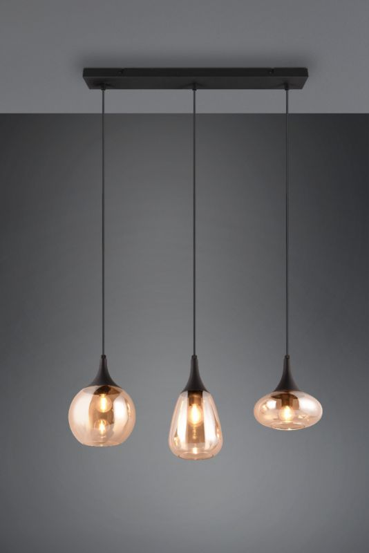 Lampa wisząca Trio LUMINA czarno-miodowy 3xE14x40W IP20 wym:150x68,8x19,5cm - 1 szt.