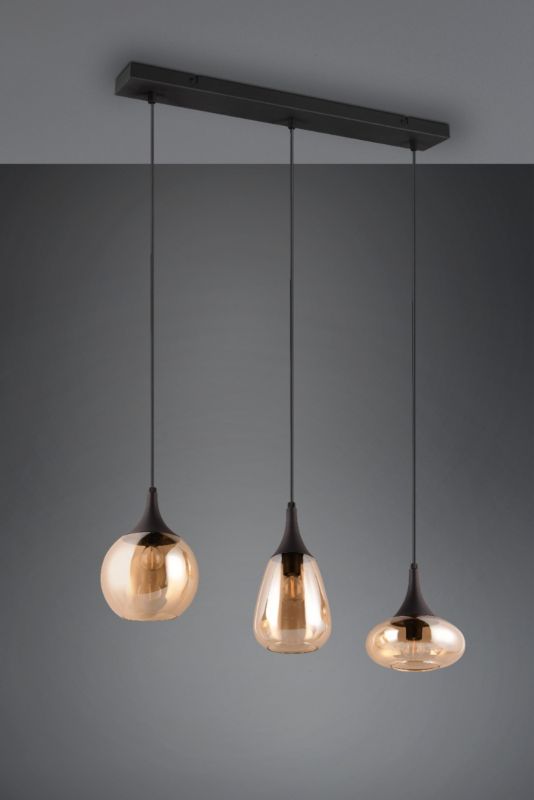 Lampa wisząca Trio LUMINA czarno-miodowy 3xE14x40W IP20 wym:150x68,8x19,5cm - 1 szt.