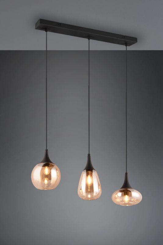 Lampa wisząca Trio LUMINA czarno-miodowy 3xE14x40W IP20 wym:150x68,8x19,5cm - 1 szt.