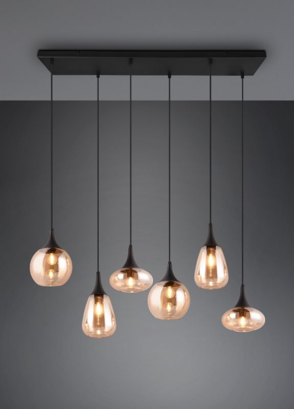 Lampa wisząca Trio LUMINA czarno-miodowy 6xE14x40W IP20 wym:150x93,8x34,5cm - 1 szt.
