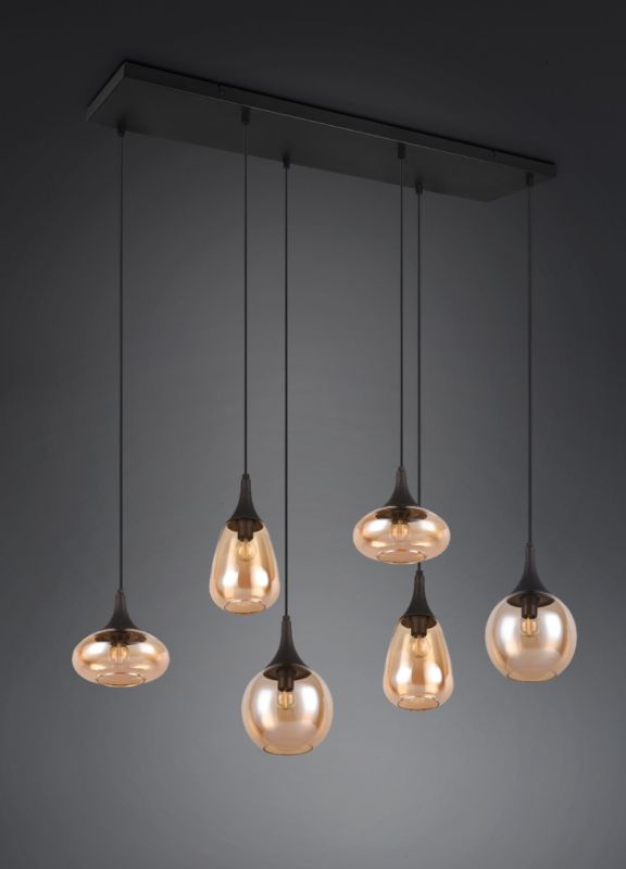 Lampa wisząca Trio LUMINA czarno-miodowy 6xE14x40W IP20 wym:150x93,8x34,5cm - 1 szt.