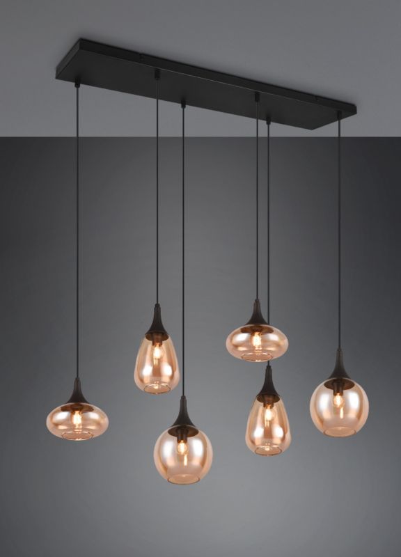 Lampa wisząca Trio LUMINA czarno-miodowy 6xE14x40W IP20 wym:150x93,8x34,5cm - 1 szt.