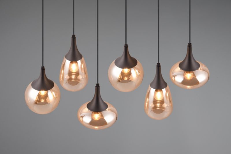 Lampa wisząca Trio LUMINA czarno-miodowy 6xE14x40W IP20 wym:150x93,8x34,5cm - 1 szt.