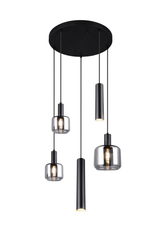 Lampa wisząca Trio Mataro 2912 czarna-chromowana nowoczesna 5xE27+E14+GU10 x 1 szt.