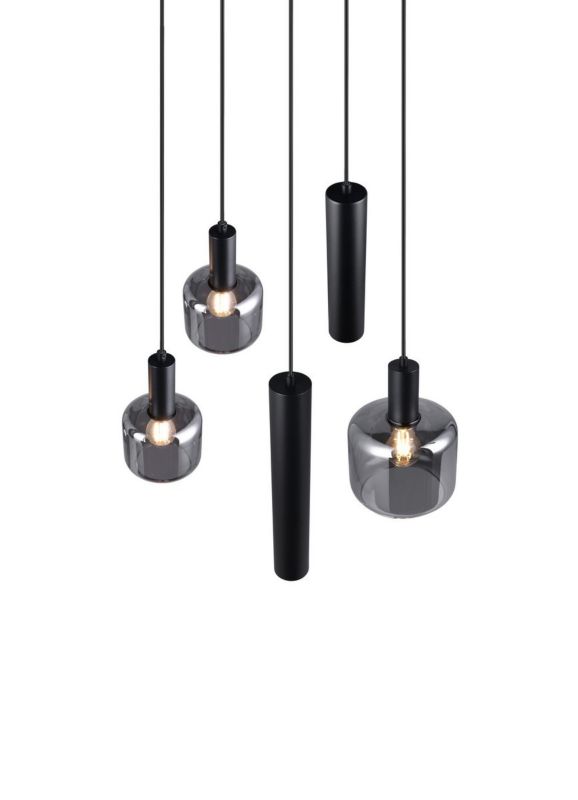 Lampa wisząca Trio Mataro 2912 czarna-chromowana nowoczesna 5xE27+E14+GU10 x 1 szt.