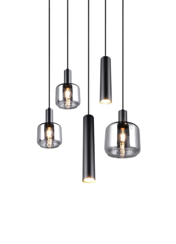 Lampa wisząca Trio Mataro 2912 czarna-chromowana nowoczesna 5xE27+E14+GU10 x 1 szt.