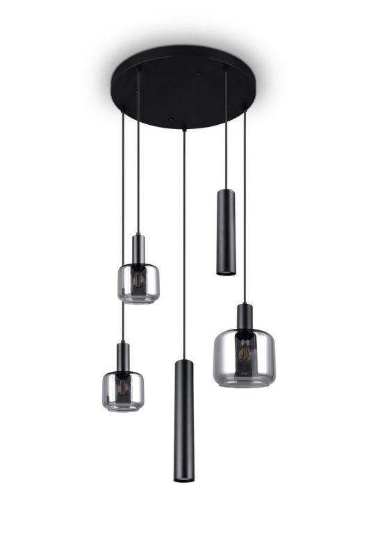 Lampa wisząca Trio Mataro 2912 czarna-chromowana nowoczesna 5xE27+E14+GU10 x 1 szt.