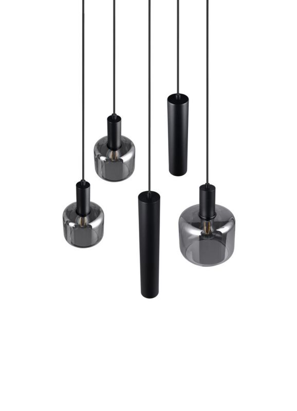 Lampa wisząca Trio Mataro 2912 czarna-chromowana nowoczesna 5xE27+E14+GU10 x 1 szt.