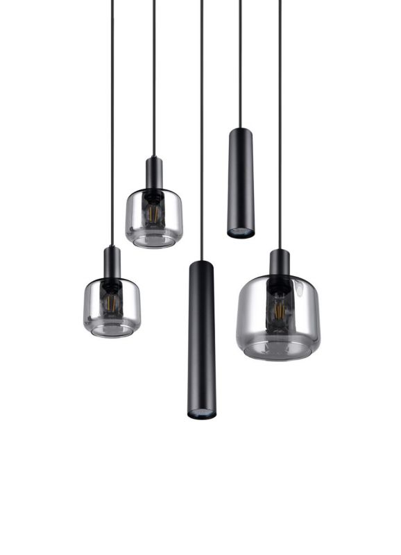 Lampa wisząca Trio Mataro 2912 czarna-chromowana nowoczesna 5xE27+E14+GU10 x 1 szt.