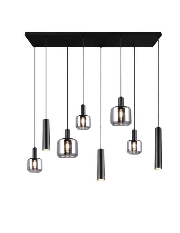 Lampa wisząca Trio Mataro 2929 czarna-chromowana nowoczesna 8xE27+E14+GU10 x 1 szt.