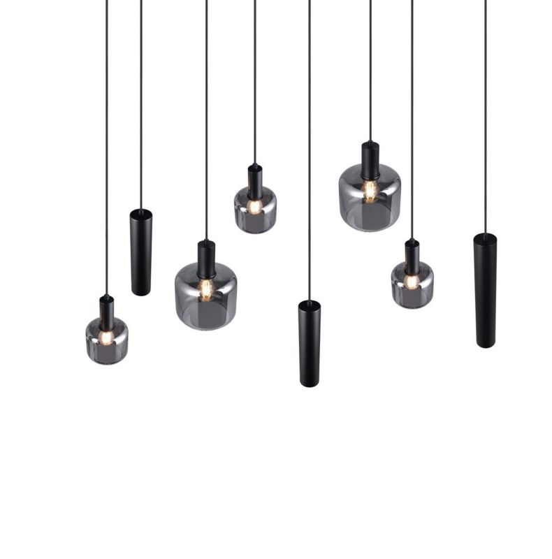 Lampa wisząca Trio Mataro 2929 czarna-chromowana nowoczesna 8xE27+E14+GU10 x 1 szt.