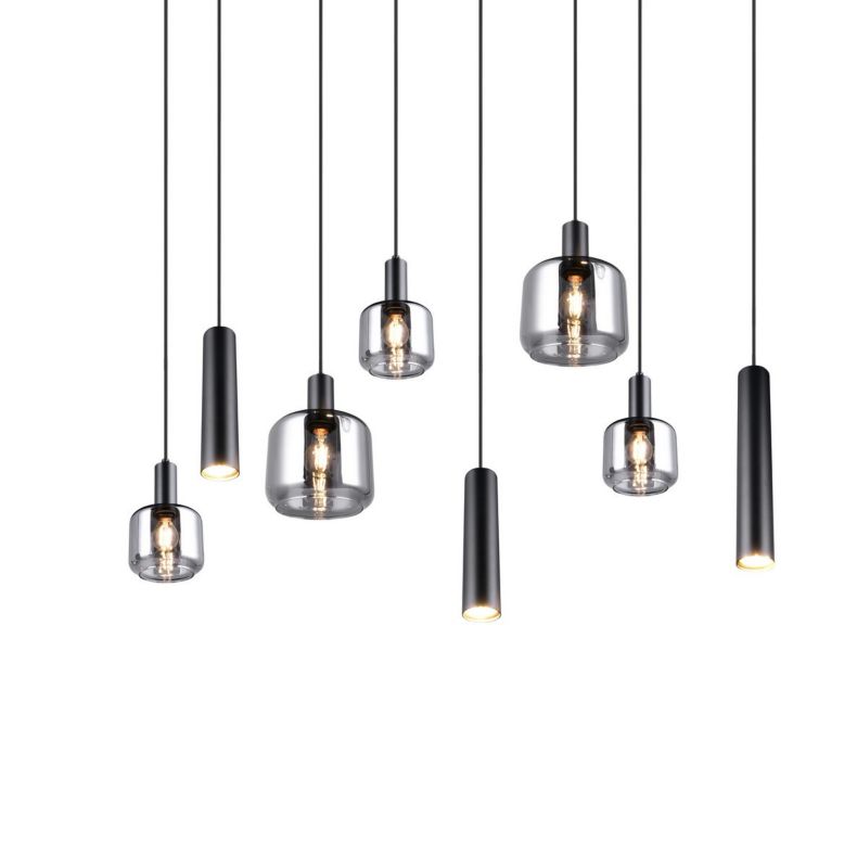 Lampa wisząca Trio Mataro 2929 czarna-chromowana nowoczesna 8xE27+E14+GU10 x 1 szt.