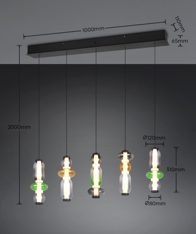 Lampa wisząca Trio MINERVA czarna LED 8W 4000K 4000lm IP20  - 1 szt.