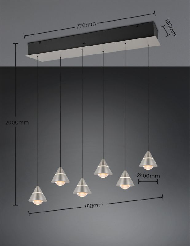 Lampa wisząca Trio ROMEO srebrna LED 42W 2300/3000/4000K 4200lm IP20 - 1 szt.