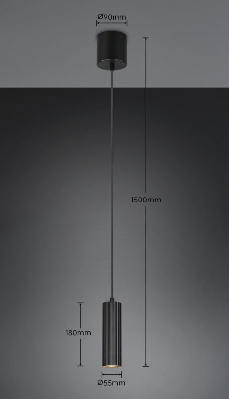 Lampa wisząca Trio SOKA czarna 1xGU10x10W IP20 wym:150x9x9cm - 1 szt.