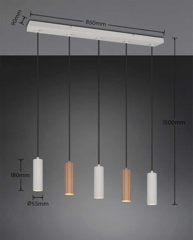 Lampa wisząca Trio SOKA kawowo-szara 5xGU10x10W IP20 wym:150x85x9cm - 1 szt.