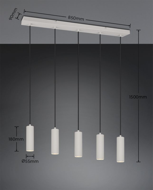 Lampa wisząca Trio SOKA szara 5xGU10x10W IP20 wym:150x85x9cm - 1 szt.