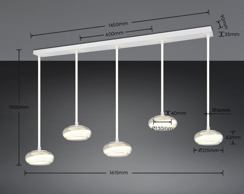 Lampa wisząca Trio TARSIA biała LED 10W 4000K 1400lm IP20 - 1 szt.