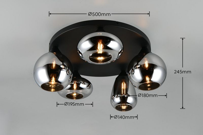 Lampa wisząca Trio VESTARI czarny matowa-chromowana 5xE14x10W IP20 wym:24,5x63,5x63,5cm - 1 szt.