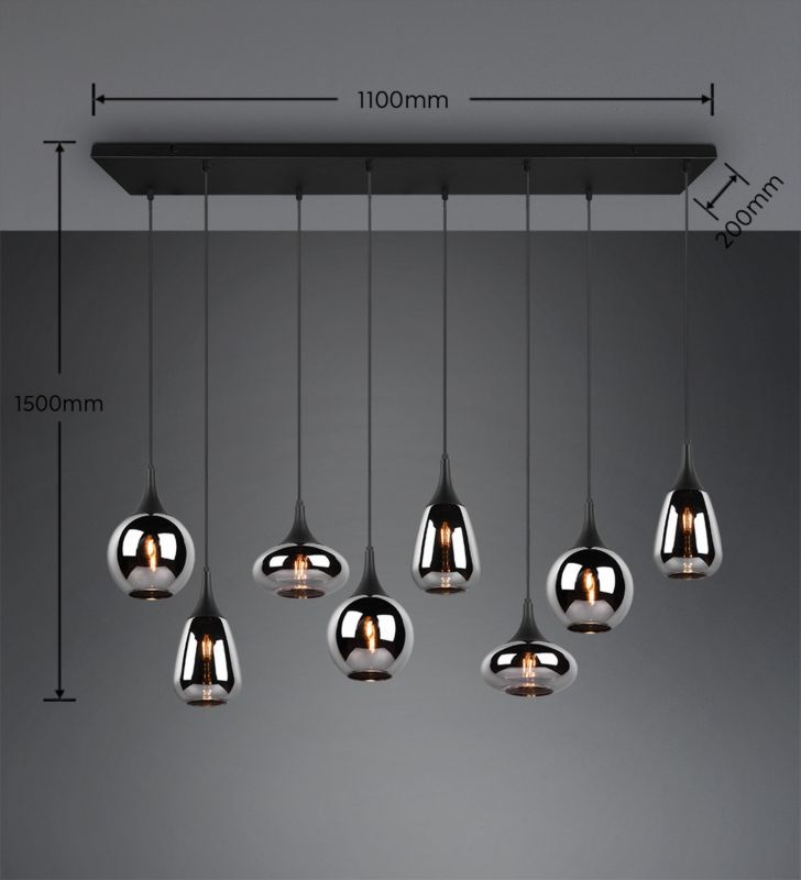 Lampa wisząca Trio VESTARI czarny matowa-chromowana 8xE14x40W IP20 wym:150x121x34,5cm - 1 szt.