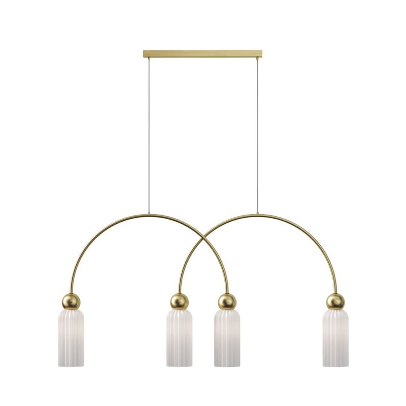 Lampa wisząca łuki ryflowane klosze Maytoni ANTIC złoto-biała 4xE14x40W IP20 wym:362,5x110x10cm - 1 szt.