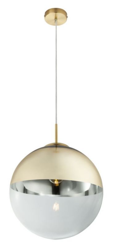 Lampa wisząca VARUS Globo złota metal i szkło przezroczyste E27 33 cm regulowana wysokość 120 cm 1 szt.