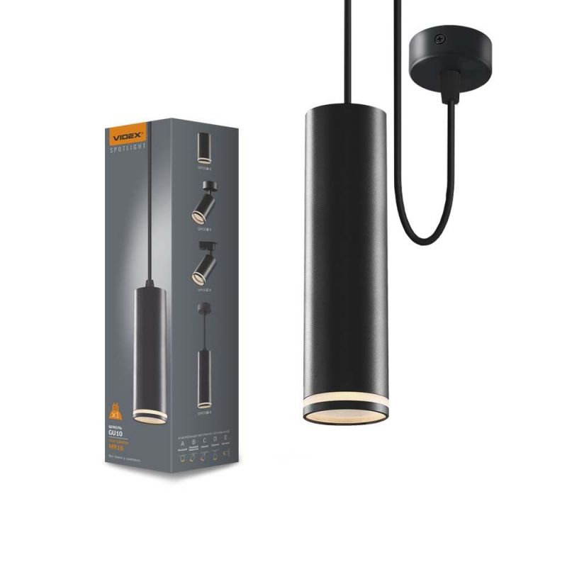 Lampa wisząca Videx czarna 1xGU10x30W IP20 wym:20x5,5x5,5cm - 1 szt.