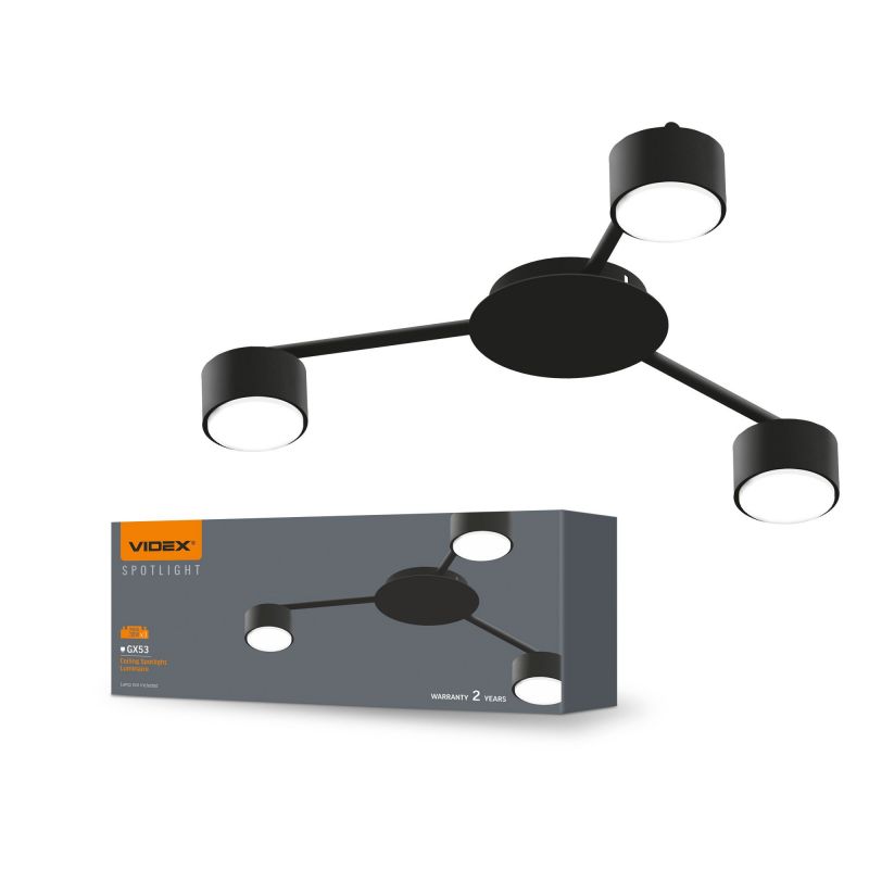 Lampa wisząca Videx czarna 3xGX53x30W IP20 wym:7,5x45x45cm - 1 szt.