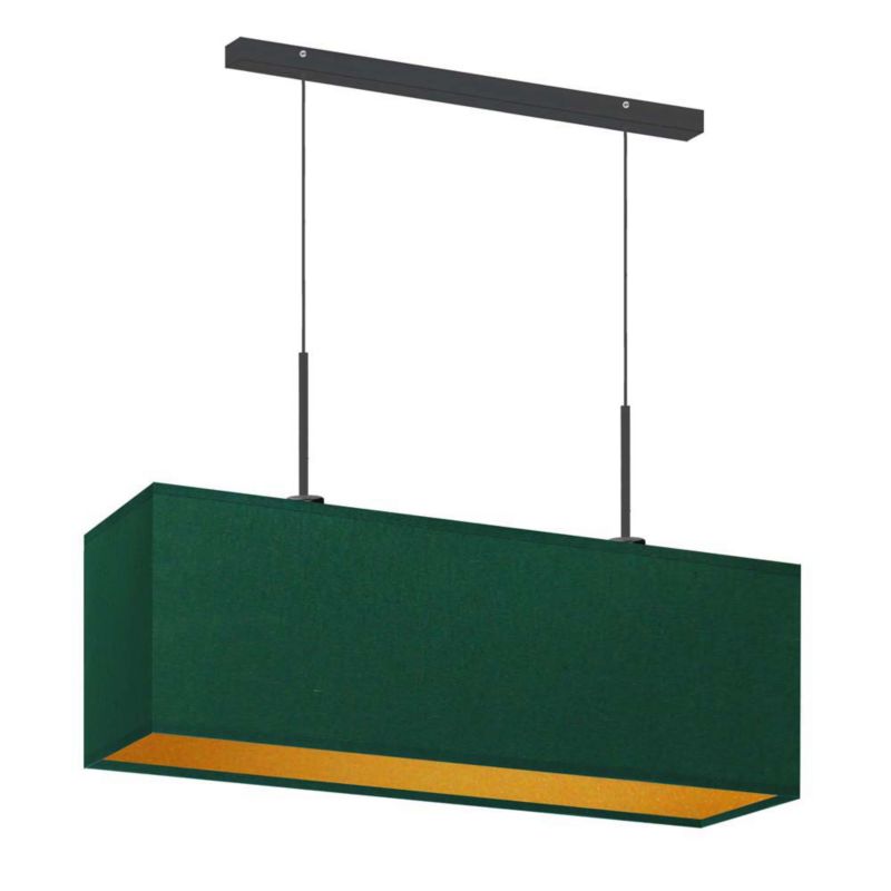 Lampa wisząca Volta Light Factory sufitowa regulowana z abażurem prostokąt Butelkowa zieleń ze złotem MONO 1szt.