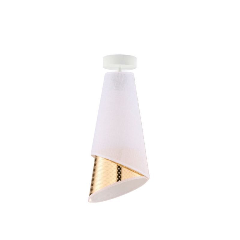 Lampa wisząca Volta Light Factory żyrandol plafon z abażurem stożek biały/złoty DUO 1szt.