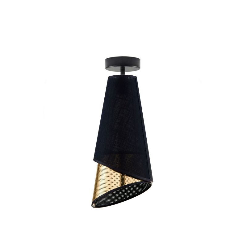 Lampa wisząca Volta Light Factory żyrandol plafon z abażurem stożek złoty/czarny DUO 1szt.