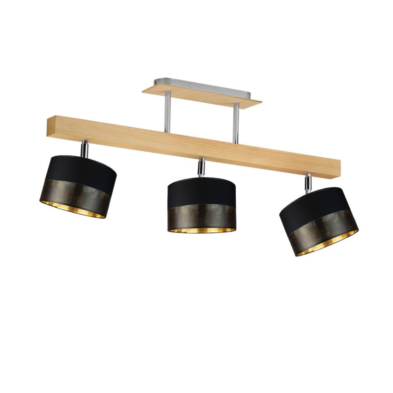 Lampa wisząca Volta Light Factory żyrandol plafon z abażurem walec Czarny ze złotem BONITA P3 1szt.