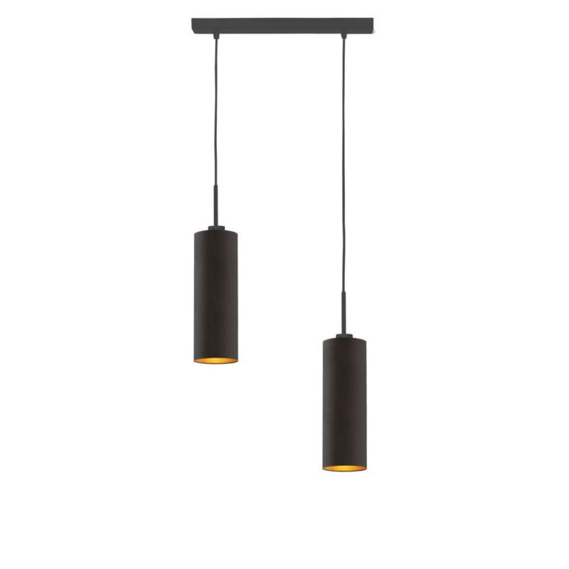 Lampa wisząca Volta Light Factory zwis żyrandol sufitowa z abażurami tuba Czarny ze złotem BELL Z2 1szt.
