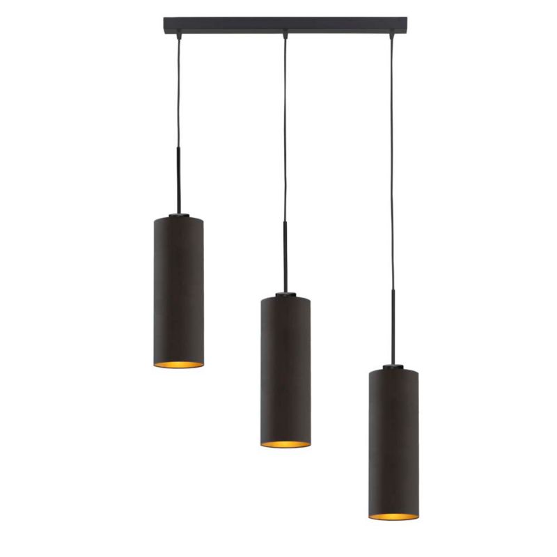Lampa wisząca Volta Light Factory zwis żyrandol sufitowa z abażurami tuba Czarny ze złotem BELL Z3 1szt.