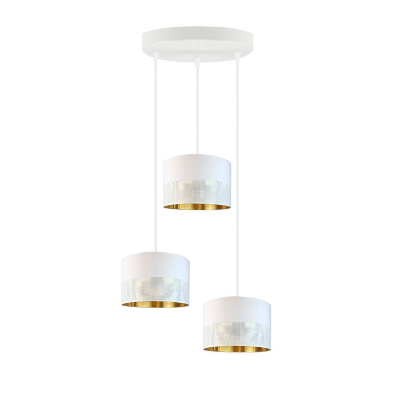 Lampa wisząca Volta Light Factory zwis żyrandol sufitowa z abażurami walec Biały ze złotem JAZZ Z3 1szt.