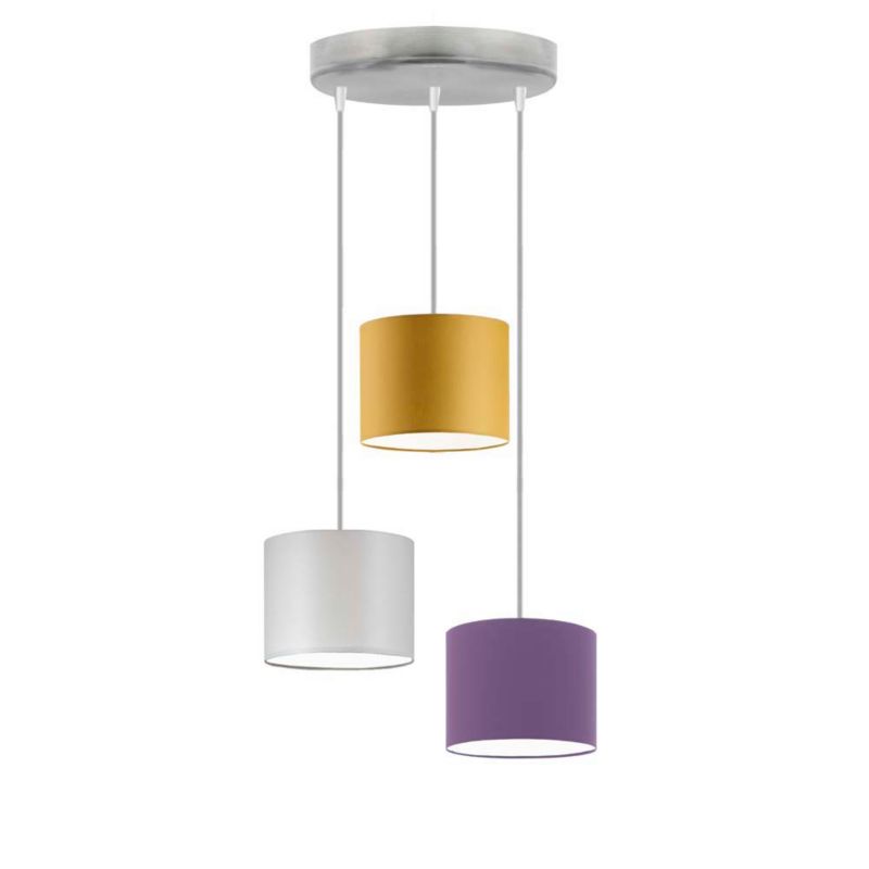 Lampa wisząca Volta Light Factory zwis żyrandol sufitowa z abażurami walec Musztardowy, fioletowy, jasny szary JAZZ Z3 1szt.