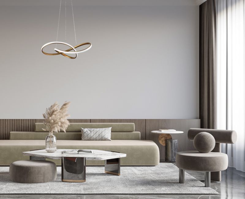 Lampa wisząca wstążka świetlna Italux Consa złota LED 40W  3000-4000-6000K 3400lm IP22 - 1 szt.